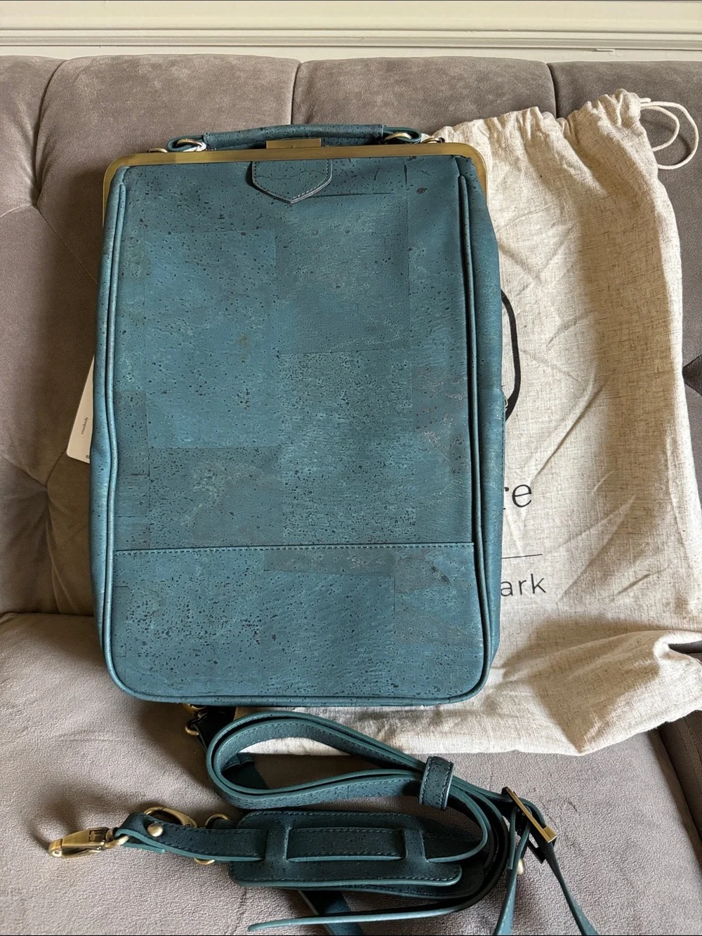 Laflore Paris bobobark Teal Cork Convertible Backpack-Shoulder Bag